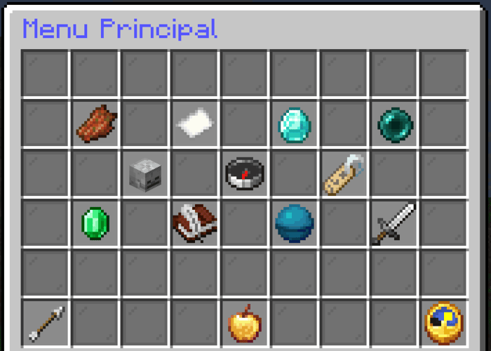 Screen d'un des GUI utilisateur réalisé à l'aide du langage Skript, GUI du Menu.