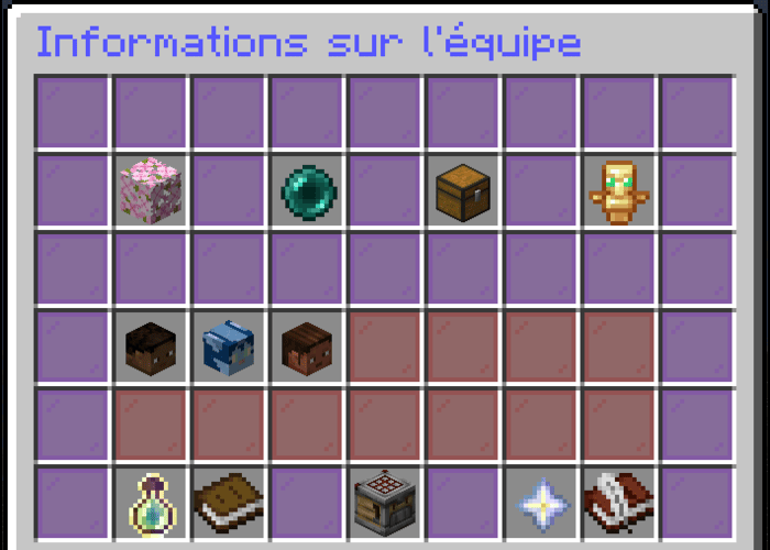 Screen d'un des GUI utilisateur réalisé à l'aide du langage Skript, GUI du Skript déquipe.
