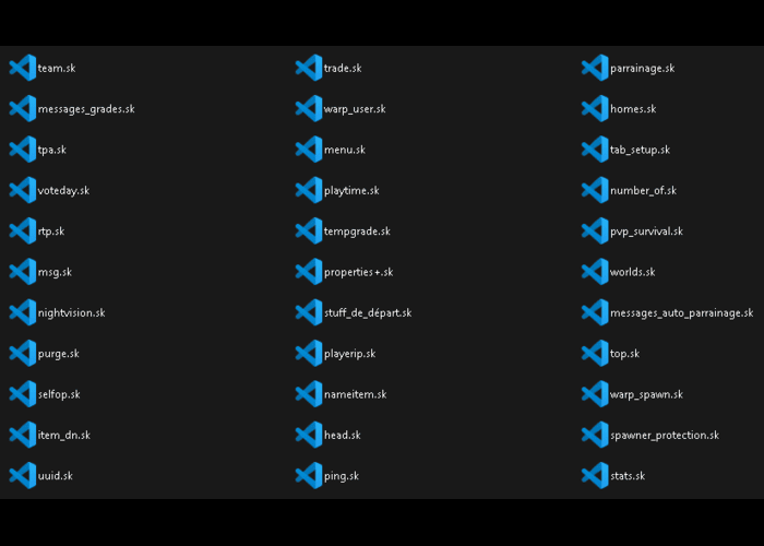 Screen du dossier dans lequel sont rangés les Skripts que j'ai fait.